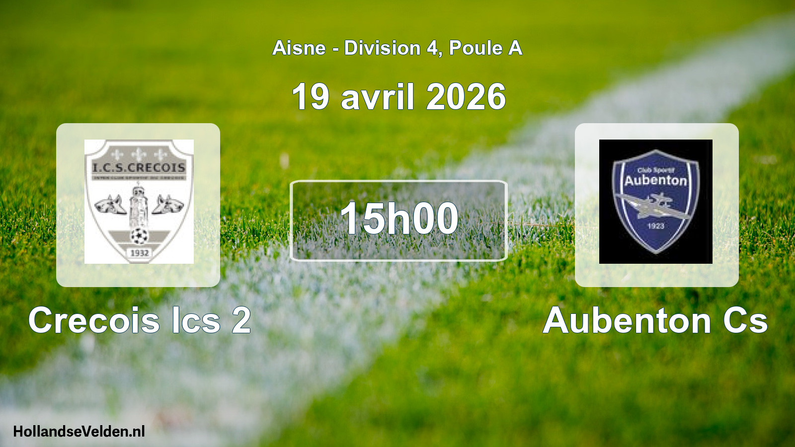 Match programmé: Crecois Ics 2 - Aubenton Cs (19 avril 2026)