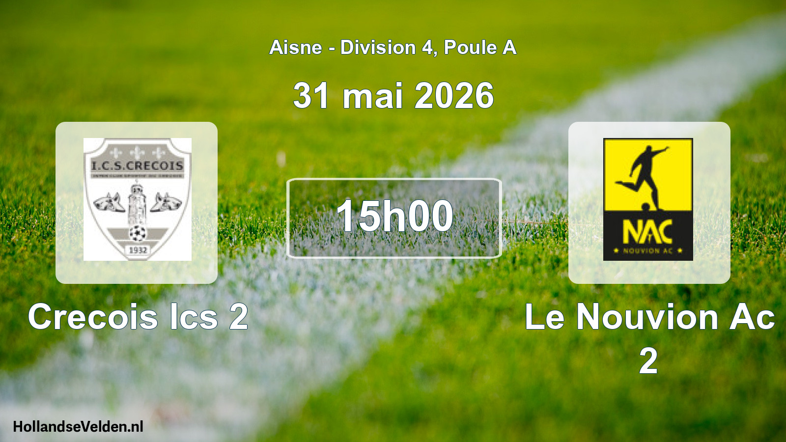Match programmé: Crecois Ics 2 - Le Nouvion Ac 2 (31 mai 2026)
