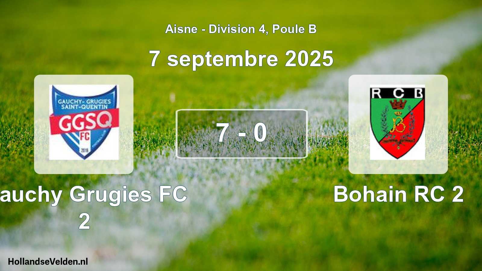 Match joué: Gauchy Grugies FC 2 - Bohain RC 2 7 - 0 (7 septembre 2025)