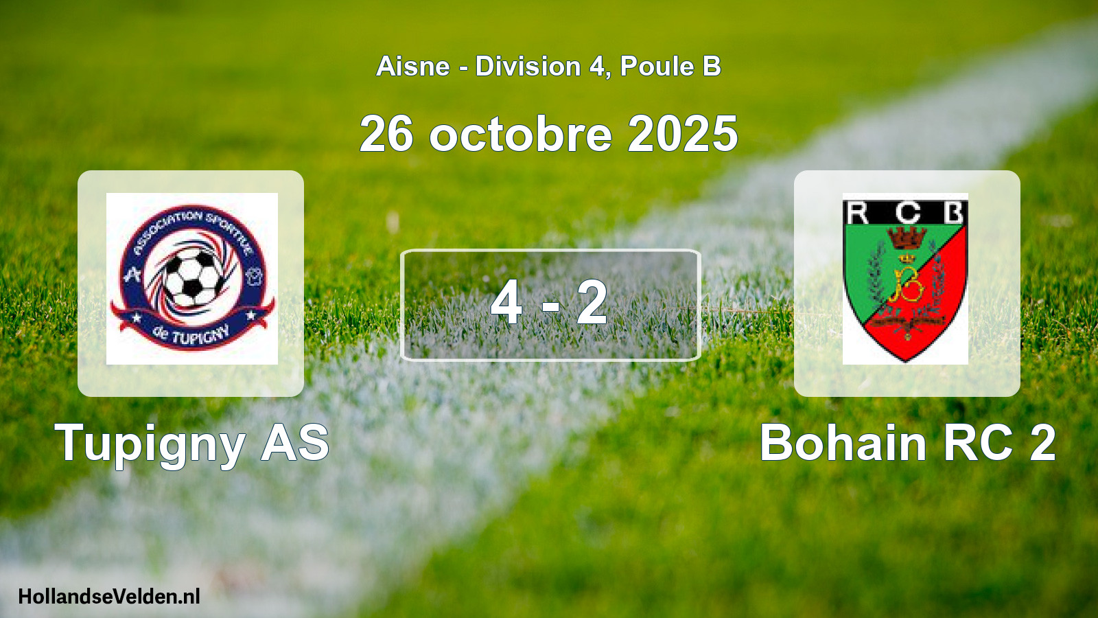 Match joué: Tupigny AS - Bohain RC 2 4 - 2 (26 octobre 2025)