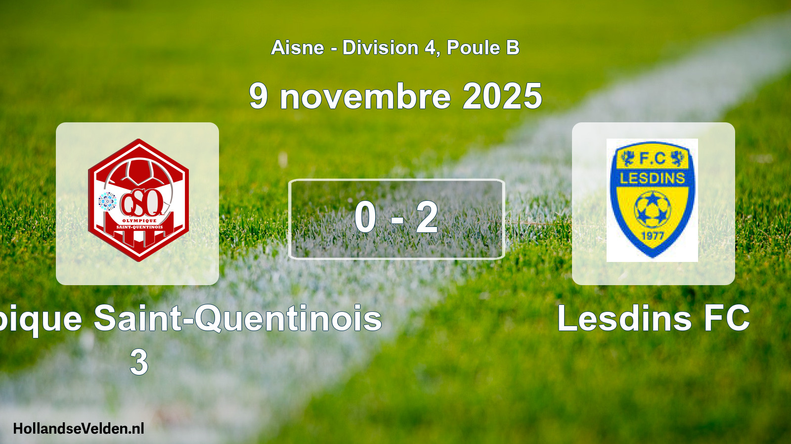 Match joué: Olympique Saint-Quentinois 3 - Lesdins FC 0 - 2 (9 novembre 2025)