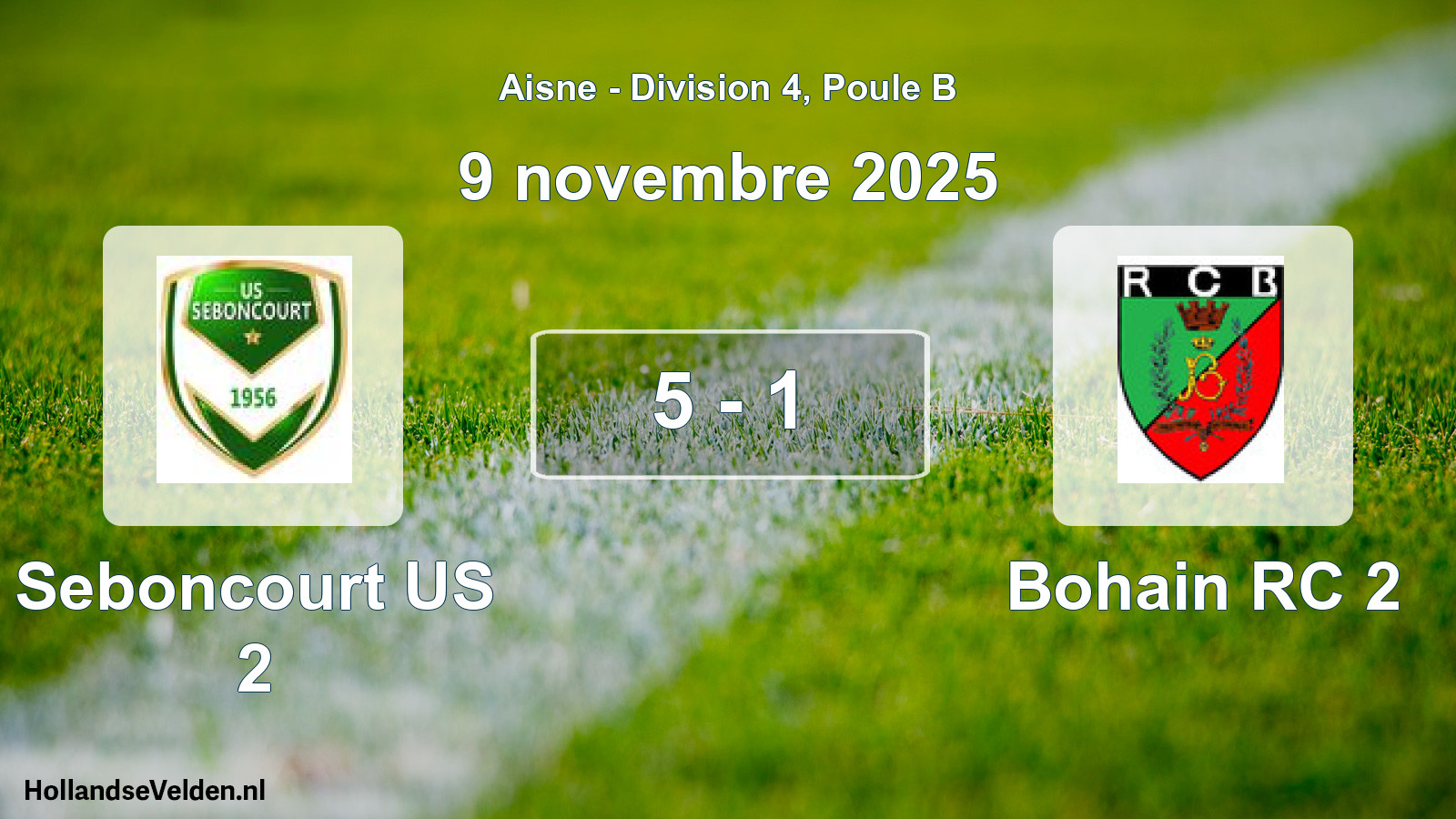 Gespeelde wedstrijd: Seboncourt US 2 - Bohain RC 2 5 - 1 (9 november 2025)