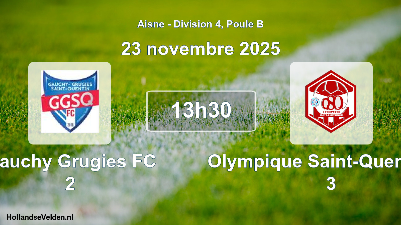 Match programmé: Gauchy Grugies FC 2 - Olympique Saint-Quentinois 3 (23 novembre 2025)