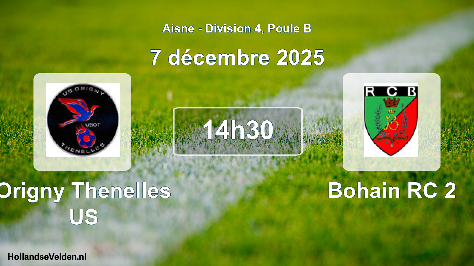Match programmé: Origny Thenelles US - Bohain RC 2 (7 décembre 2025)