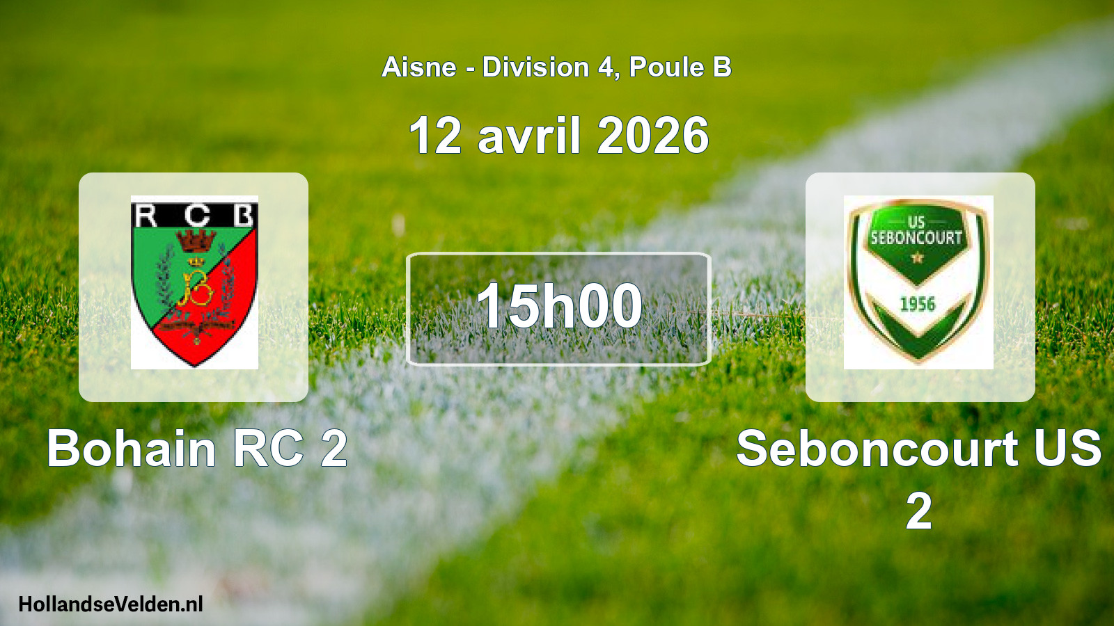 Match programmé: Bohain RC 2 - Seboncourt US 2 (12 avril 2026)