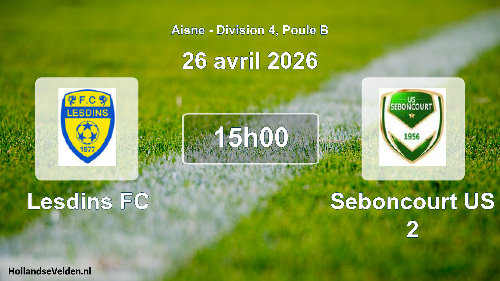 Match programmé: Lesdins FC - Seboncourt US 2 (26 avril 2026)