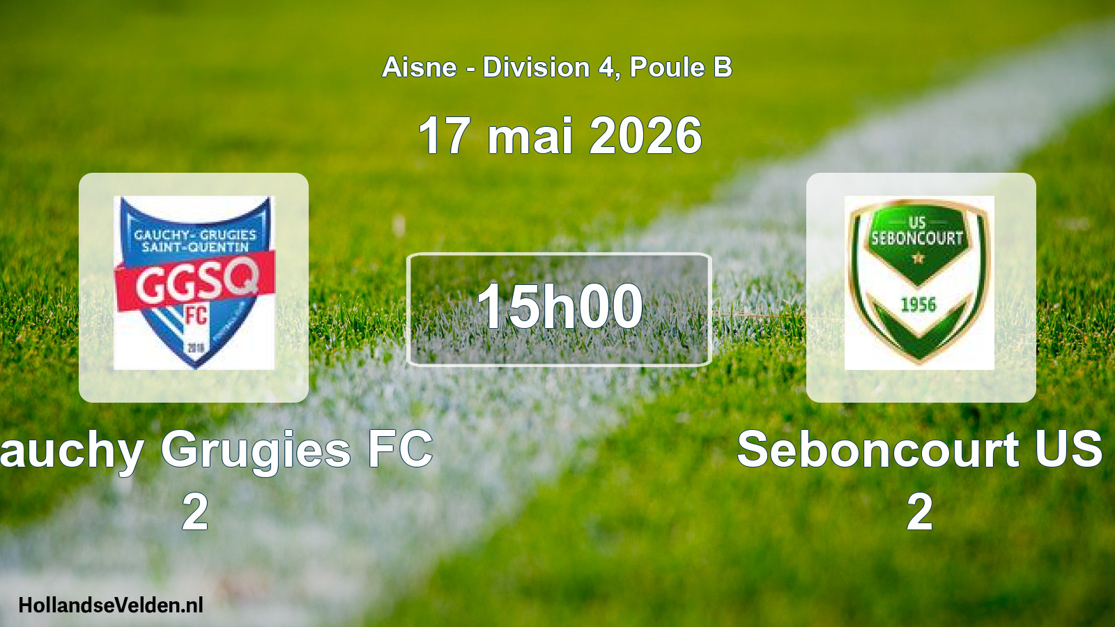 Match programmé: Gauchy Grugies FC 2 - Seboncourt US 2 (17 mai 2026)