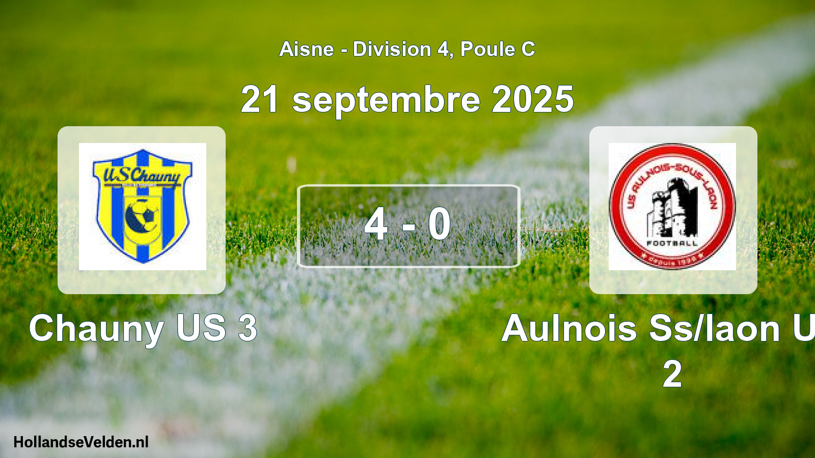 Gespeelde wedstrijd: Chauny US 3 - Aulnois Ss/laon US 2 4 - 0 (21 september 2025)