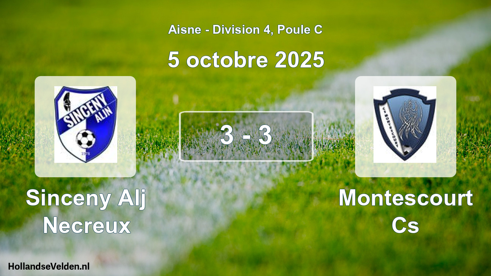 Total number of matches played: Sinceny Alj Necreux - Montescourt Cs 3 - 3 (5 October 2025)
