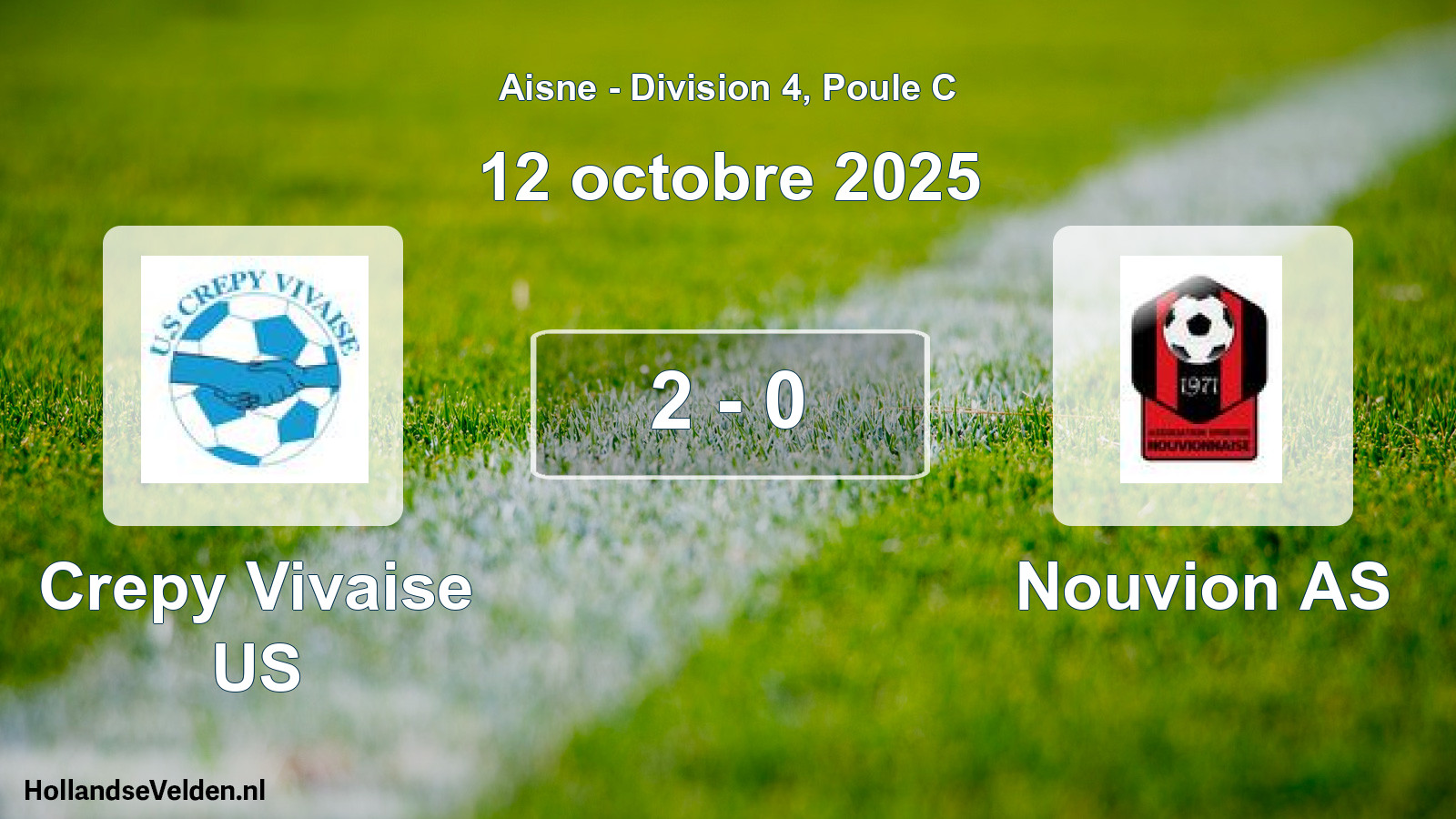 Match joué: Crepy Vivaise US - Nouvion AS 2 - 0 (12 octobre 2025)