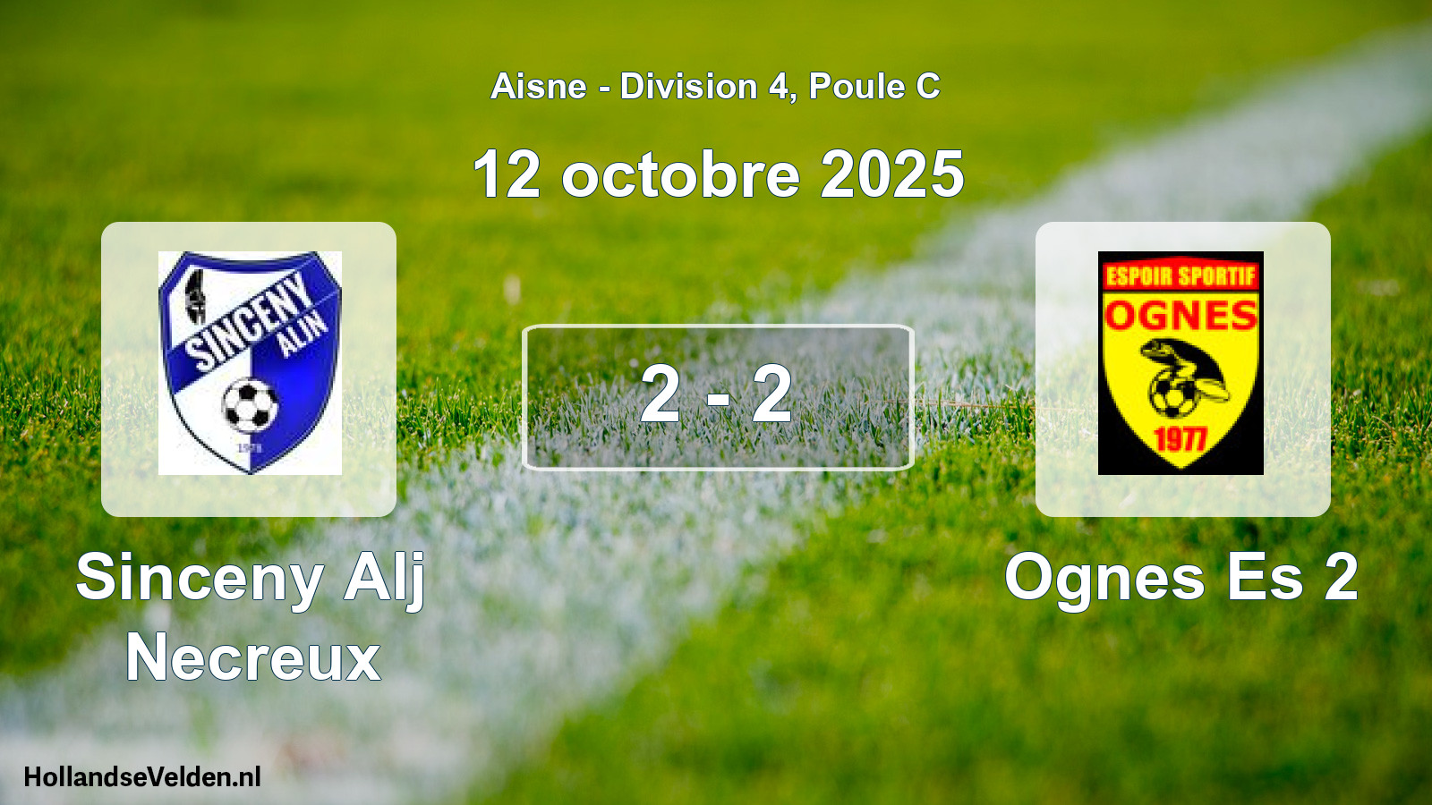 Gespeelde wedstrijd: Sinceny Alj Necreux - Ognes Es 2 2 - 2 (12 oktober 2025)