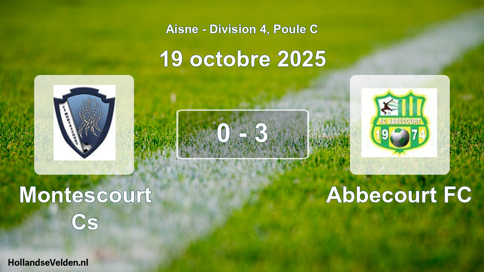 Gespeelde wedstrijd: Montescourt Cs - Abbecourt FC 0 - 3 (19 oktober 2025)