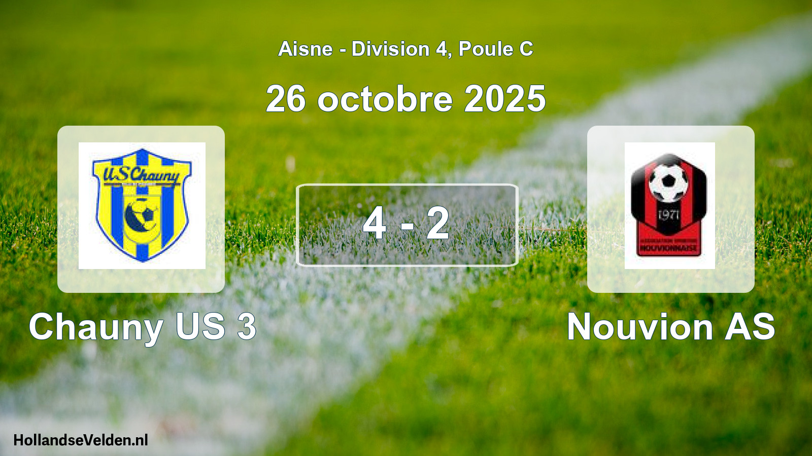 Match joué: Chauny US 3 - Nouvion AS 4 - 2 (26 octobre 2025)