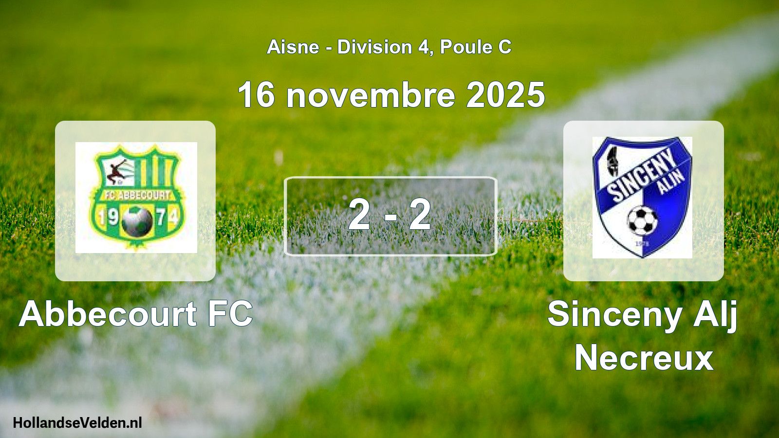 Match joué: Abbecourt FC - Sinceny Alj Necreux 2 - 2 (16 novembre 2025)