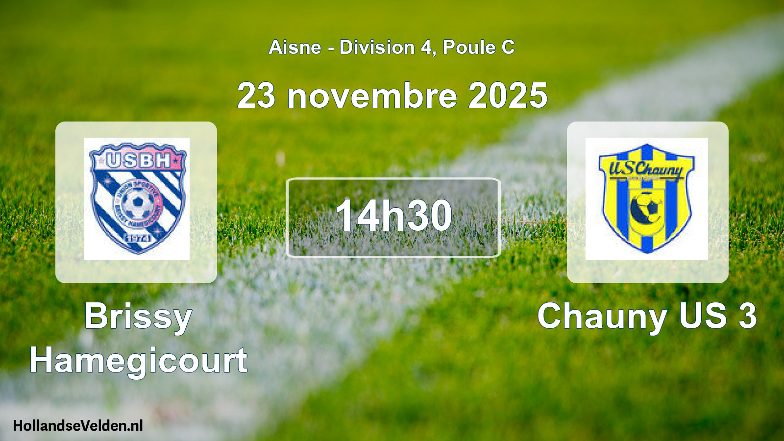 Match programmé: Brissy Hamegicourt - Chauny US 3 (23 novembre 2025)
