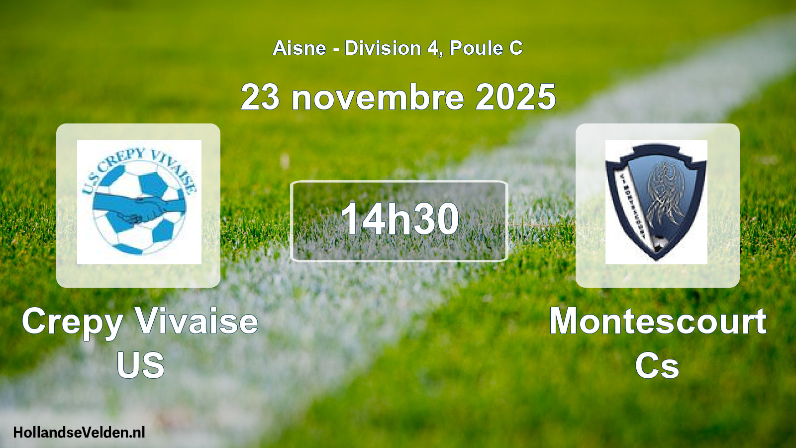 Match programmé: Crepy Vivaise US - Montescourt Cs (23 novembre 2025)