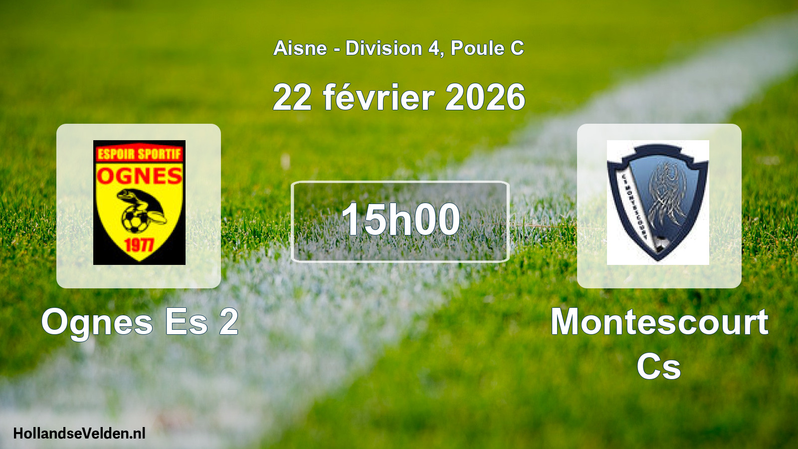 Match programmé: Ognes Es 2 - Montescourt Cs (22 février 2026)