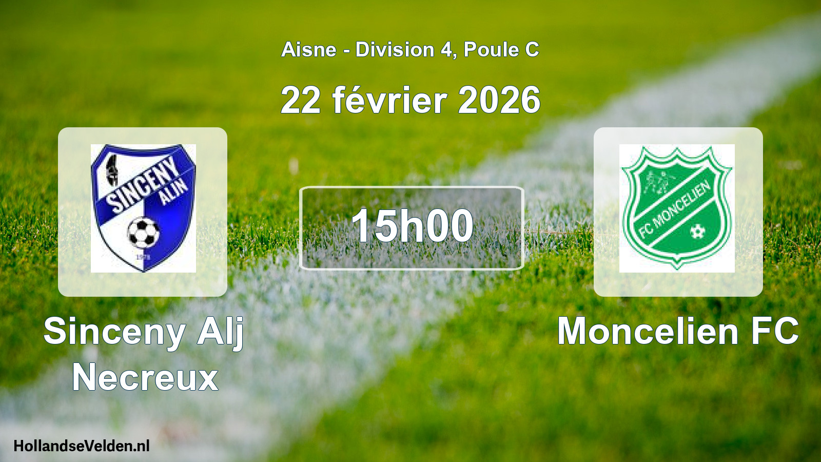 Match programmé: Sinceny Alj Necreux - Moncelien FC (22 février 2026)