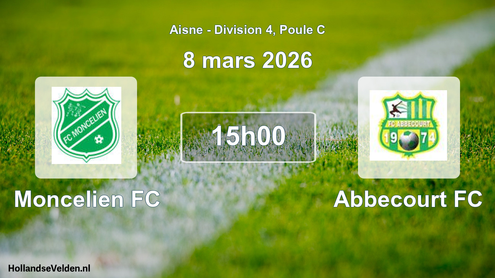 Geplande wedstrijd: Moncelien FC - Abbecourt FC (8 maart 2026)