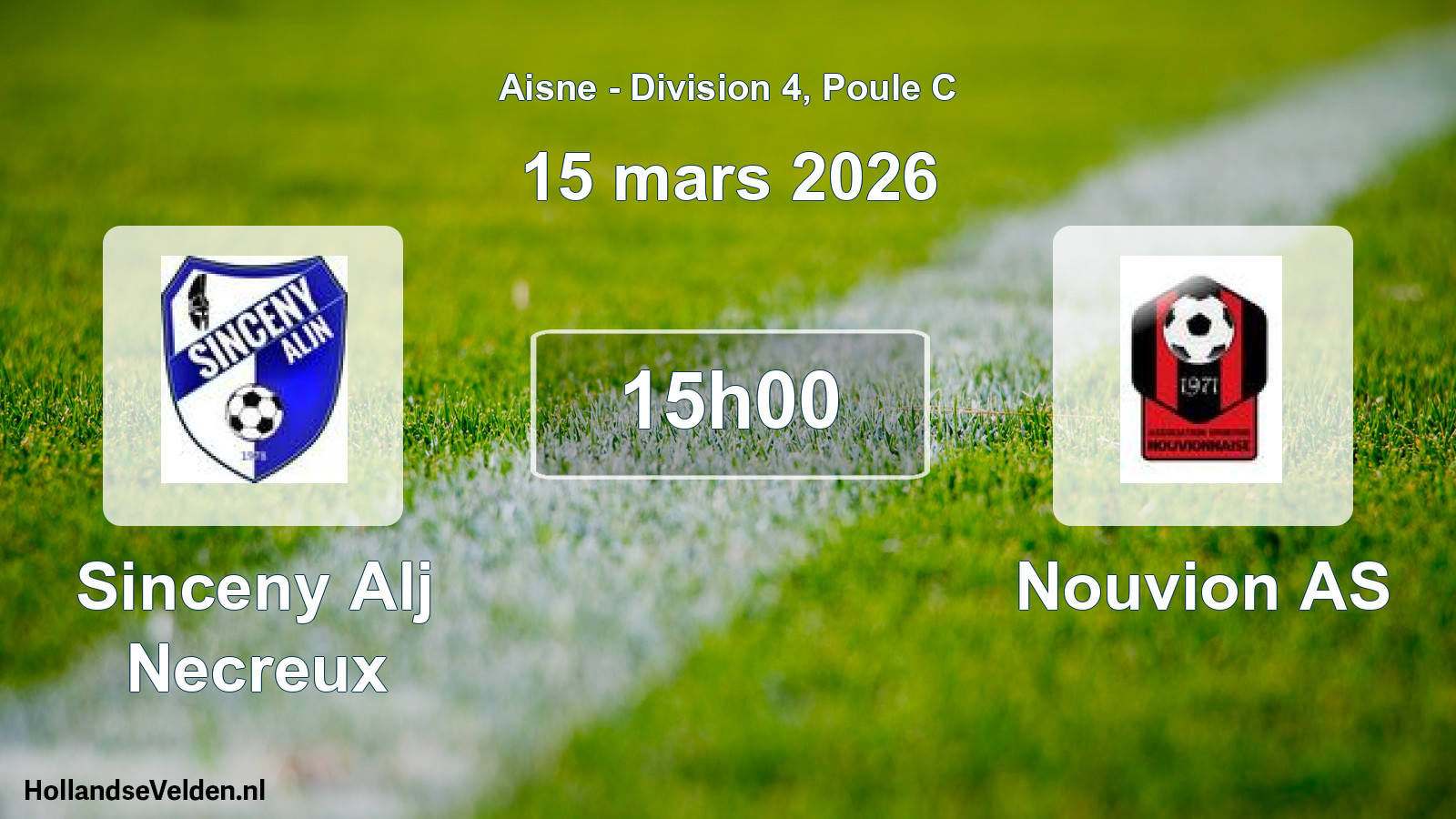 Match programmé: Sinceny Alj Necreux - Nouvion AS (15 mars 2026)