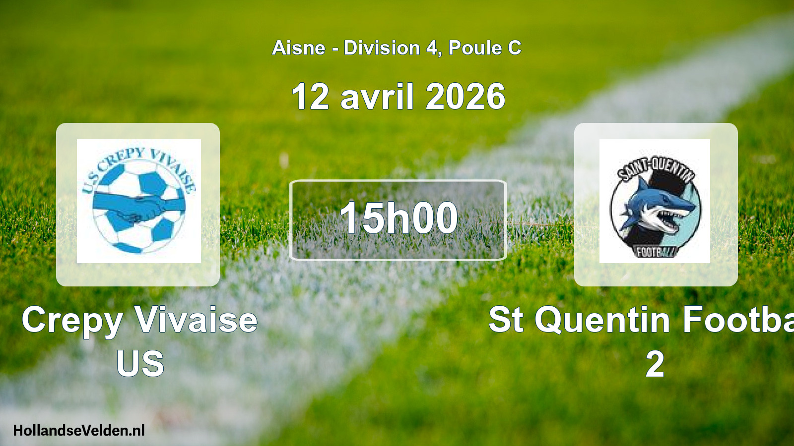 Match programmé: Crepy Vivaise US - St Quentin Football 2 (12 avril 2026)