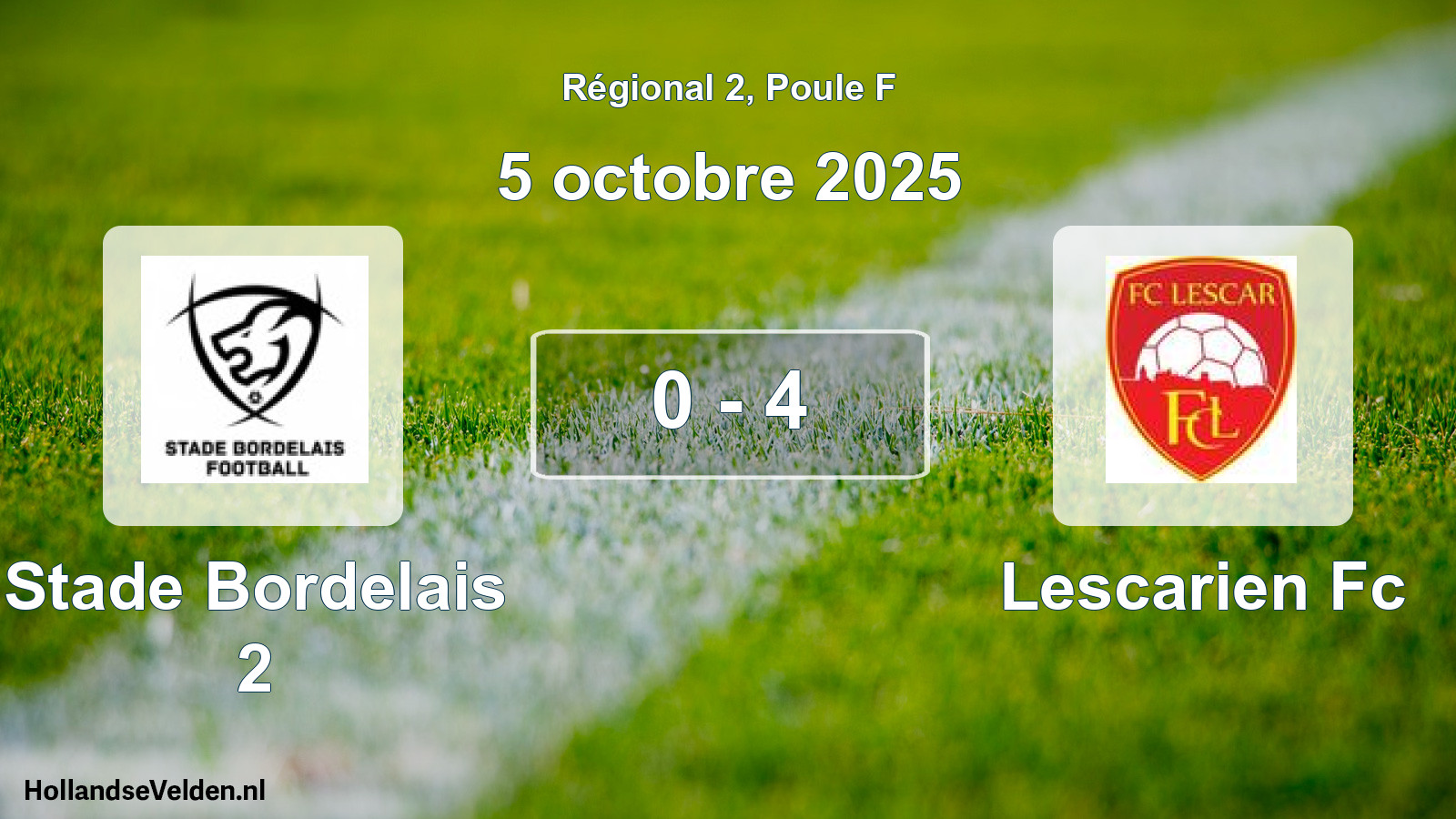 Total number of matches played: Stade Bordelais 2 - Lescarien Fc 0 - 4 (5 October 2025)