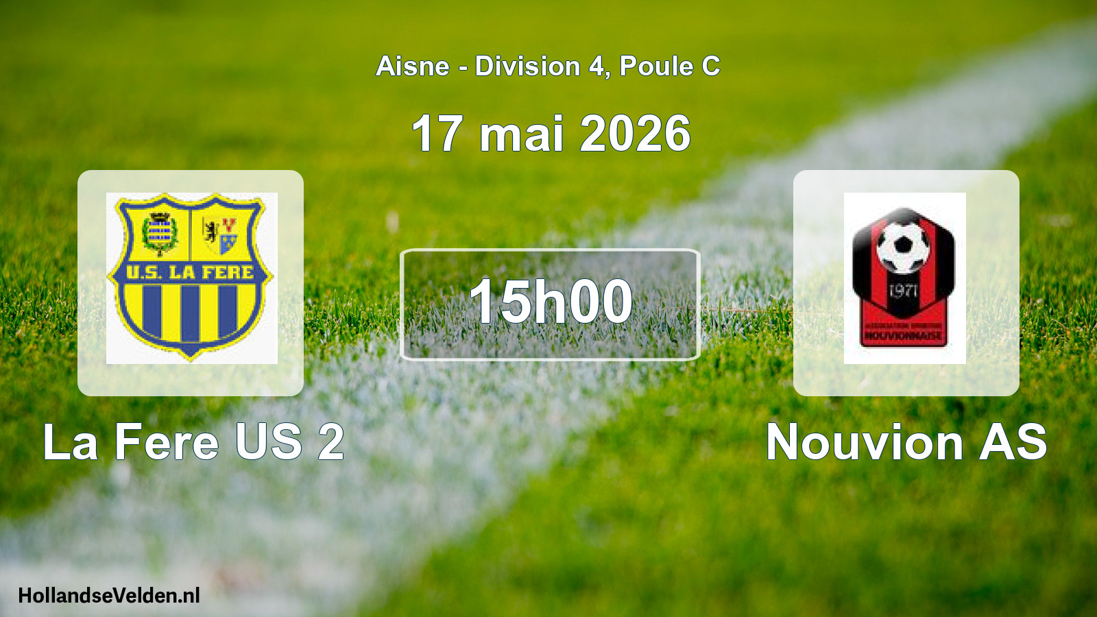 Match programmé: La Fere US 2 - Nouvion AS (17 mai 2026)