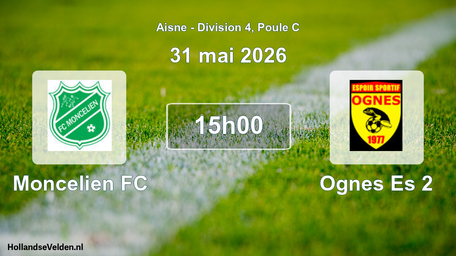 Match programmé: Moncelien FC - Ognes Es 2 (31 mai 2026)