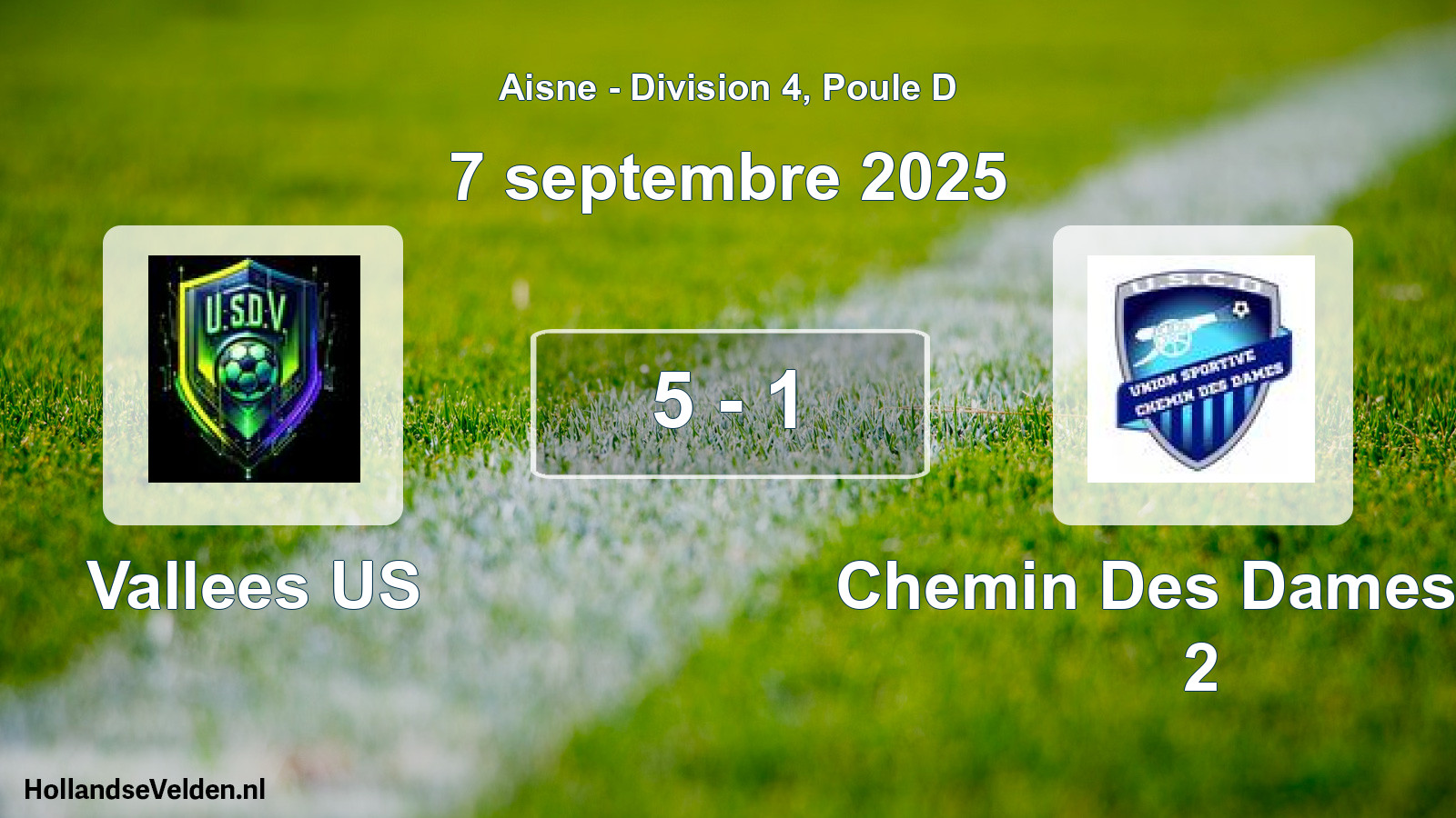 Match joué: Vallees US - Chemin Des Dames US 2 5 - 1 (7 septembre 2025)