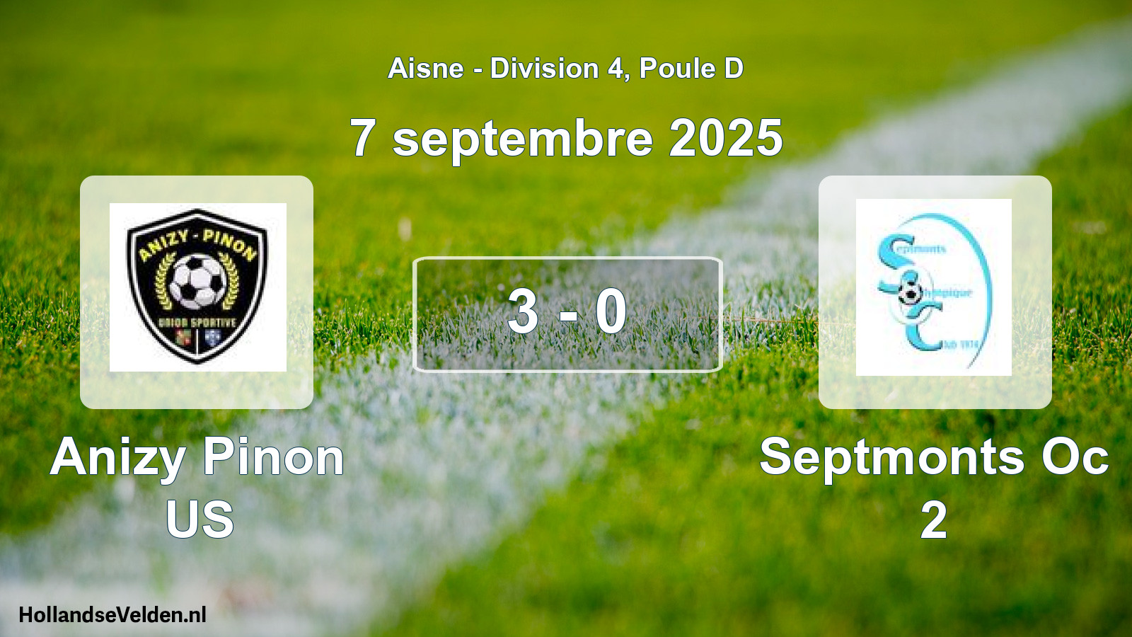 Match joué: Anizy Pinon US - Septmonts Oc 2 3 - 0 (7 septembre 2025)