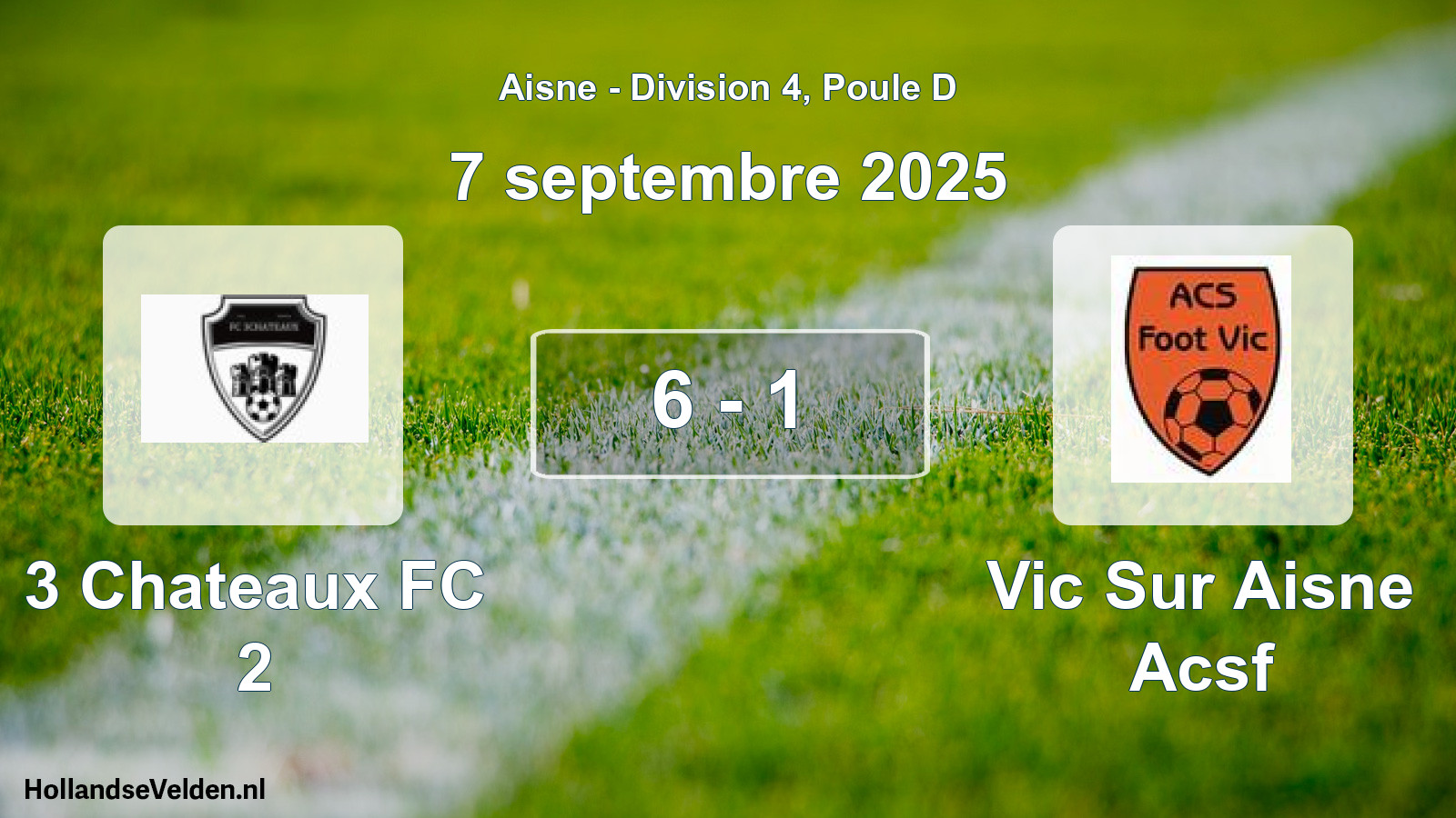 Match joué: 3 Chateaux FC 2 - Vic Sur Aisne Acsf 6 - 1 (7 septembre 2025)