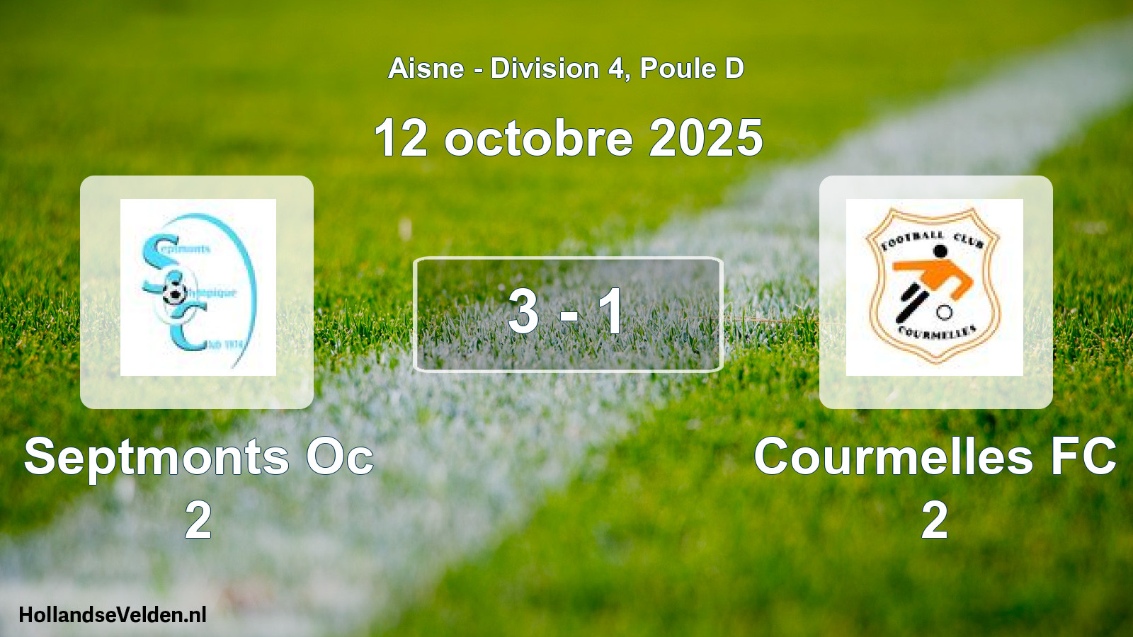 Match joué: Septmonts Oc 2 - Courmelles FC 2 3 - 1 (12 octobre 2025)