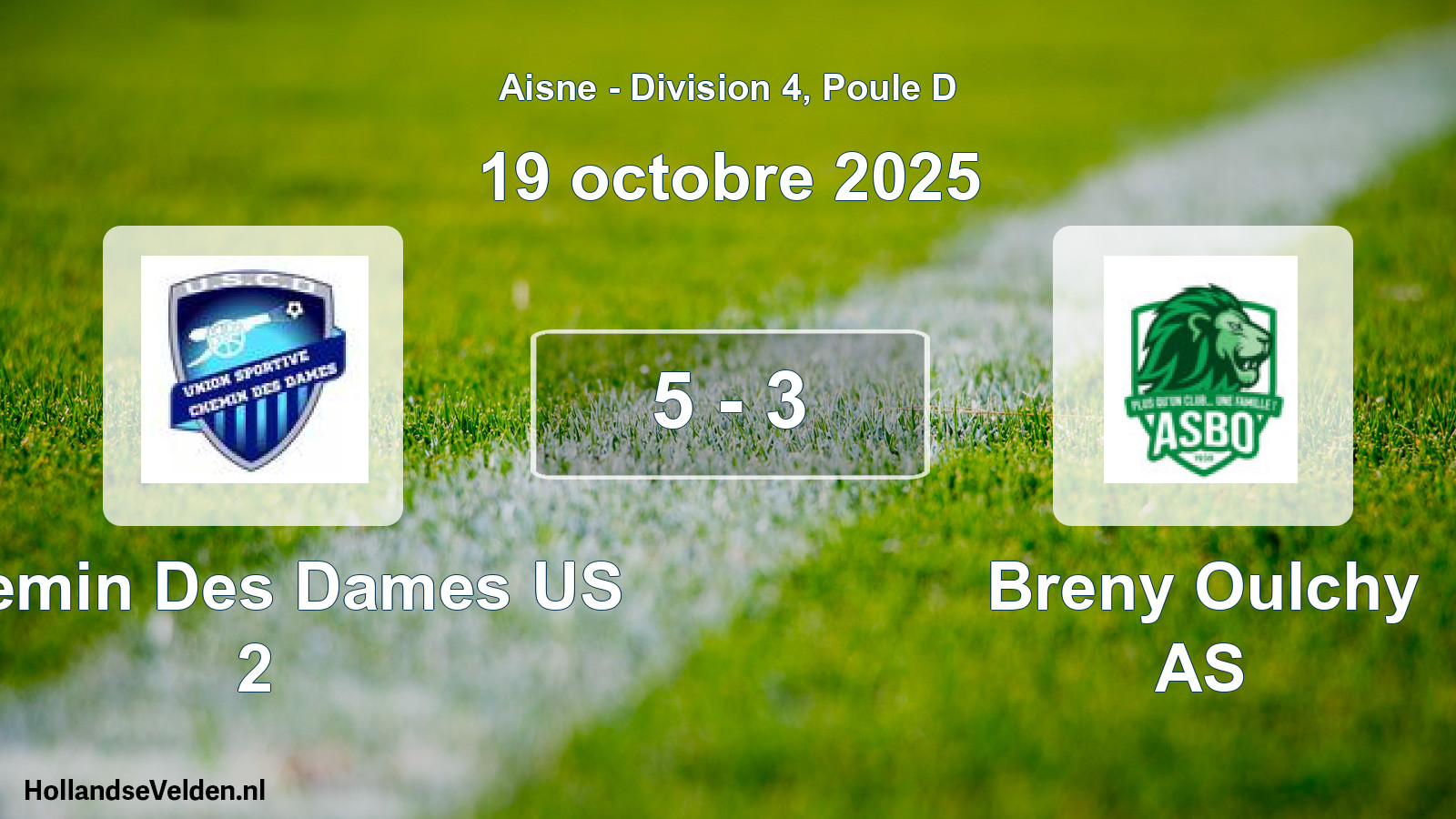 Gespeelde wedstrijd: Chemin Des Dames US 2 - Breny Oulchy AS 5 - 3 (19 oktober 2025)