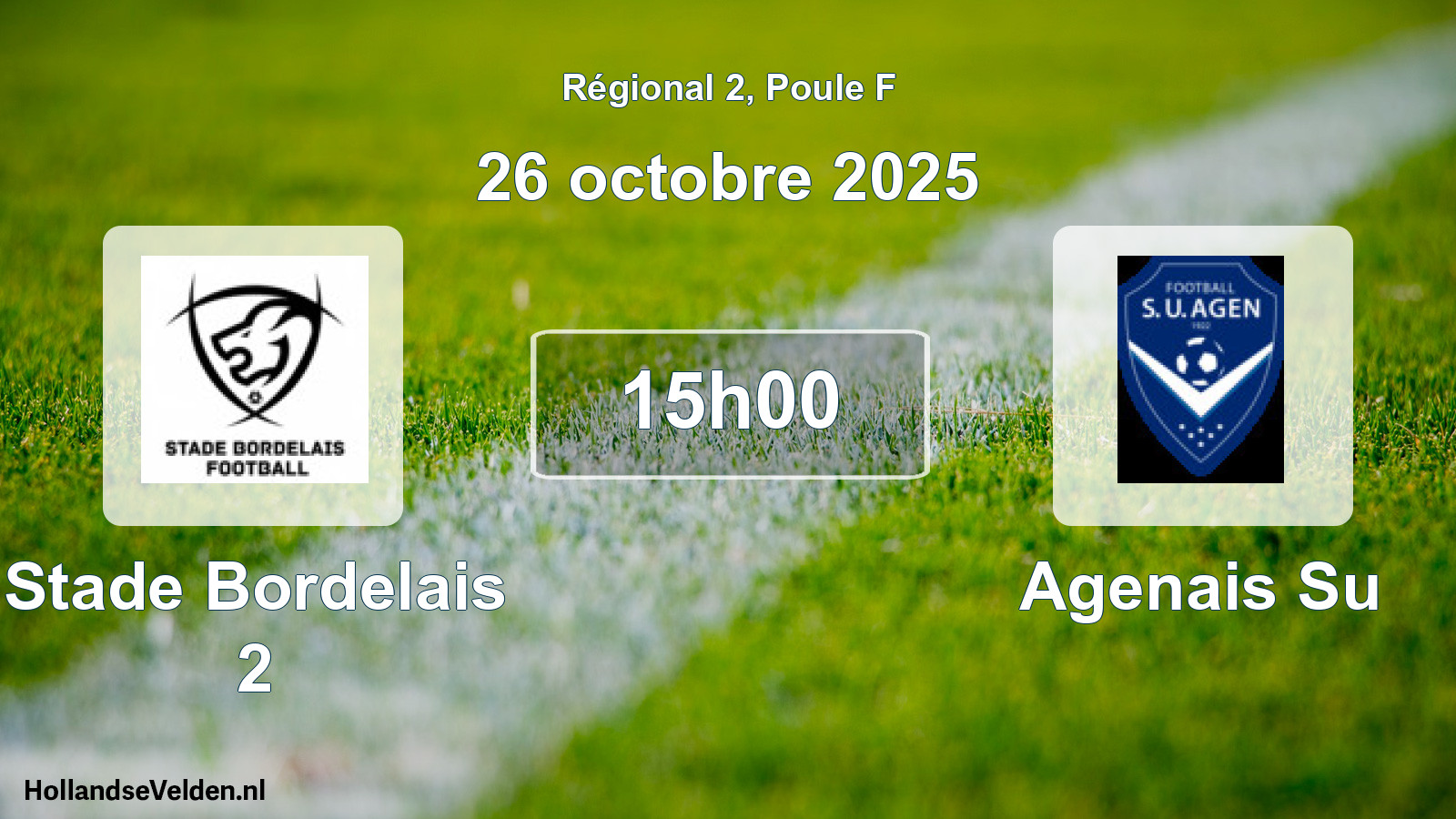 Scheduled Match: Stade Bordelais 2 - Agenais Su (26 October 2025)