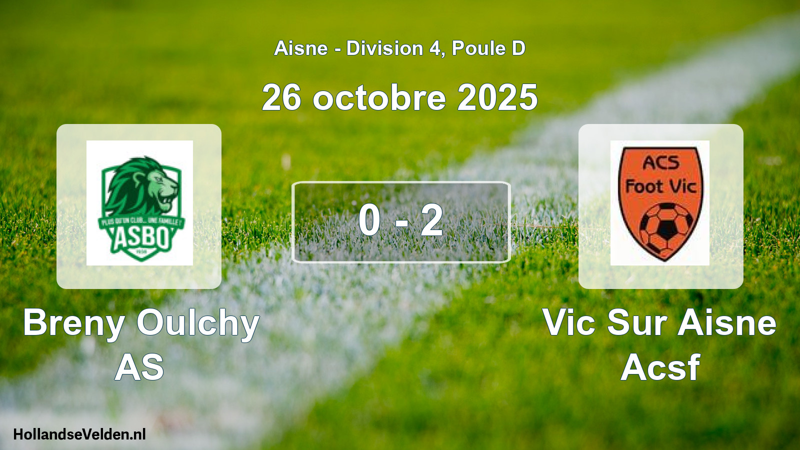Match joué: Breny Oulchy AS - Vic Sur Aisne Acsf 0 - 2 (26 octobre 2025)