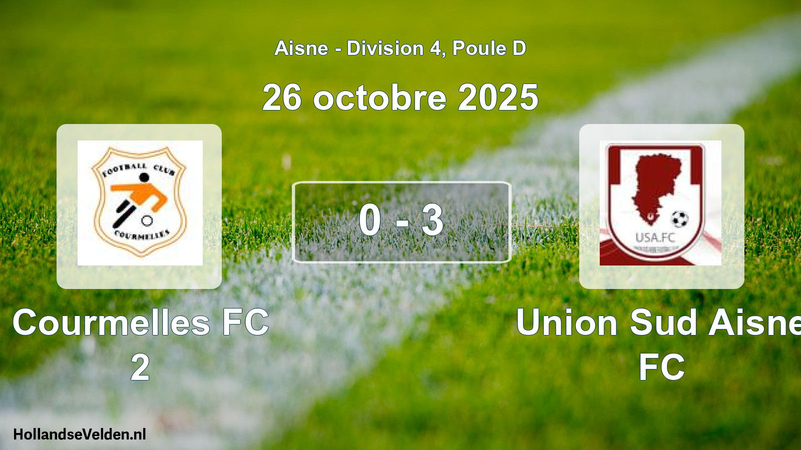 Match joué: Courmelles FC 2 - Union Sud Aisne FC 0 - 3 (26 octobre 2025)