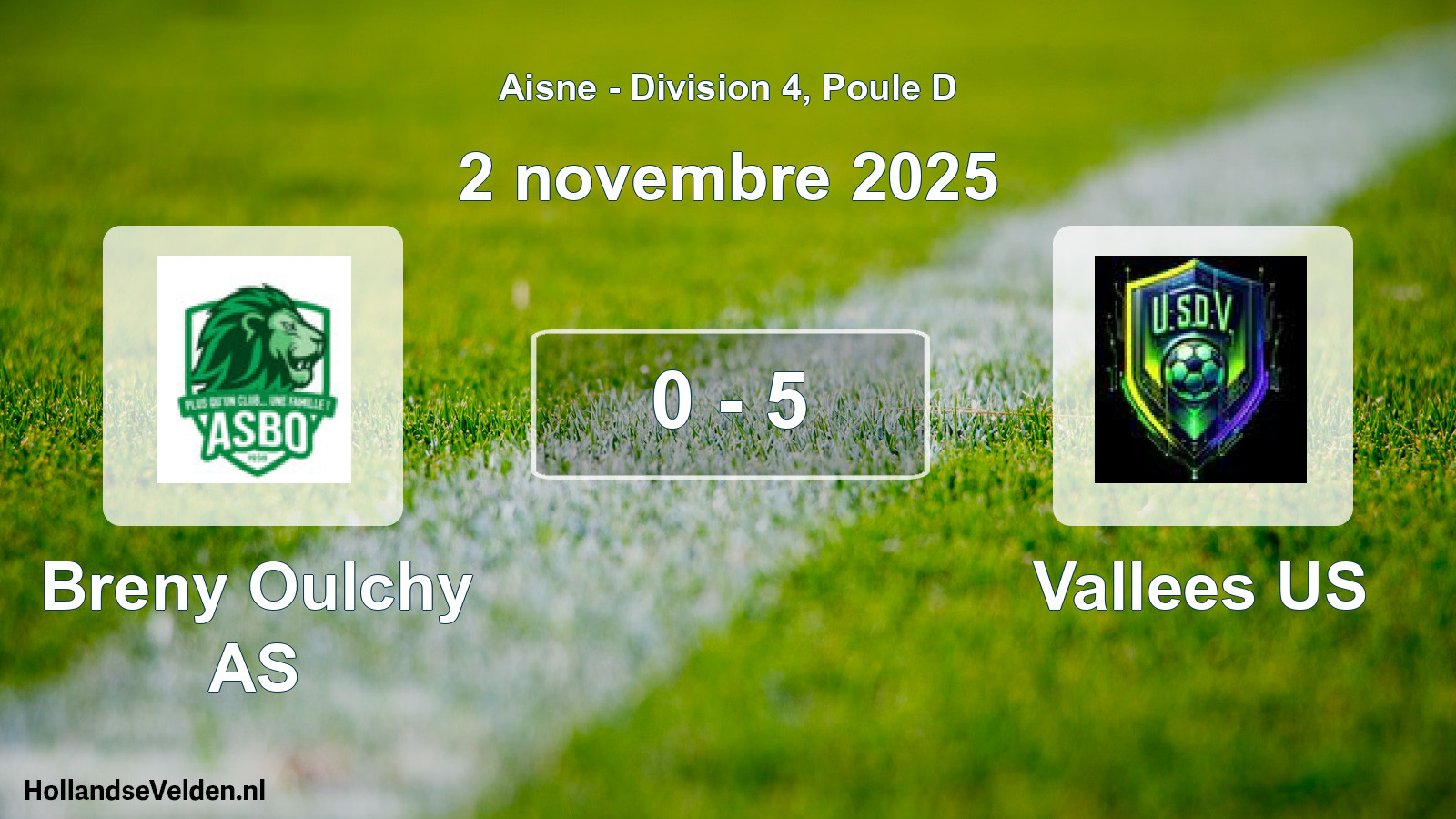Gespeelde wedstrijd: Breny Oulchy AS - Vallees US 0 - 5 (2 november 2025)