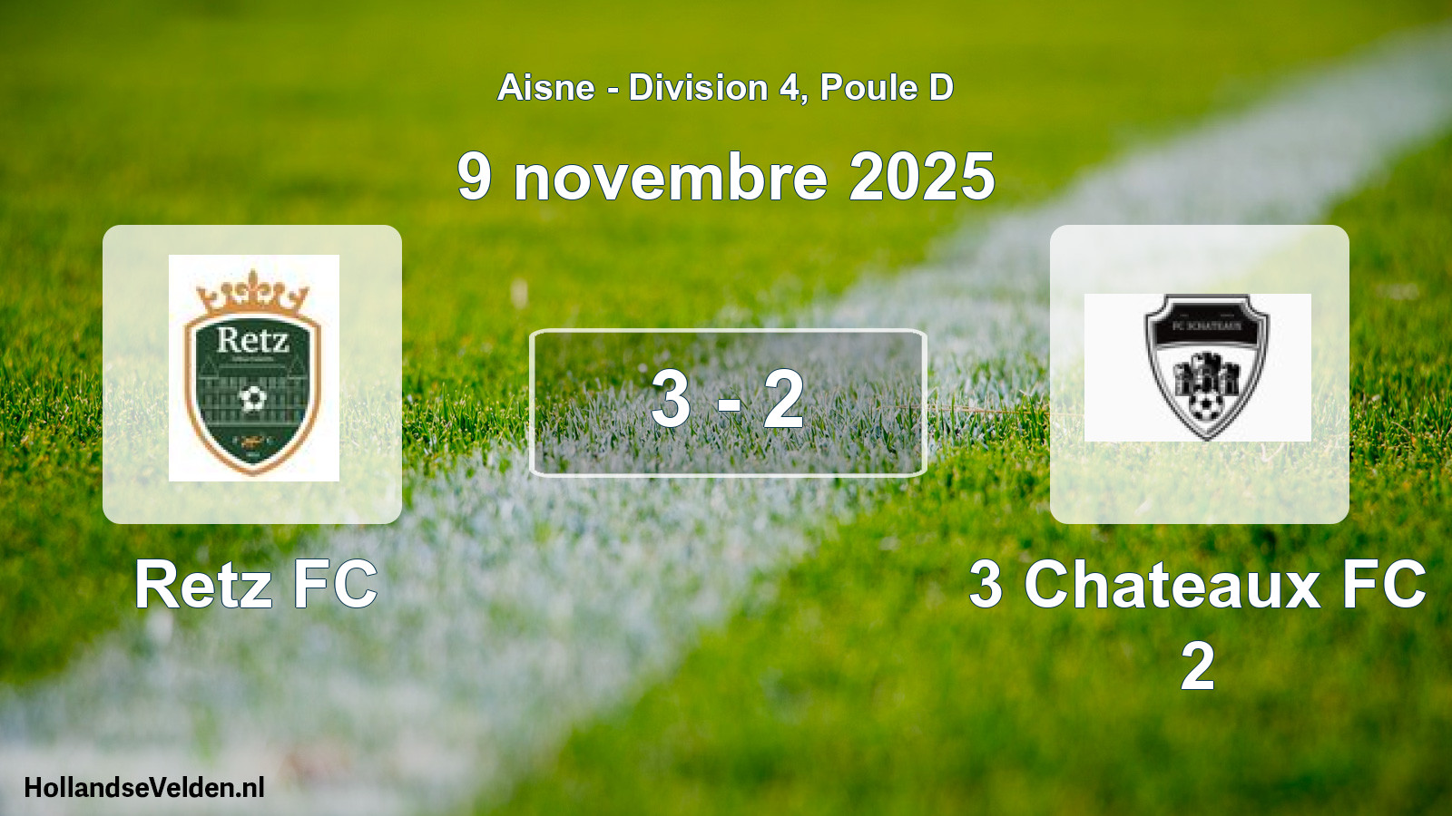 Match joué: Retz FC - 3 Chateaux FC 2 3 - 2 (9 novembre 2025)