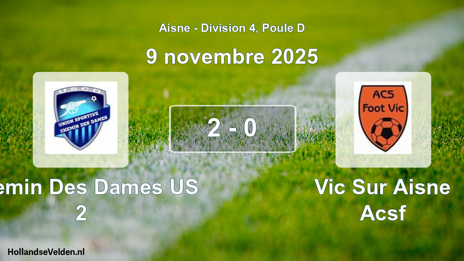 Gespeelde wedstrijd: Chemin Des Dames US 2 - Vic Sur Aisne Acsf 2 - 0 (9 november 2025)