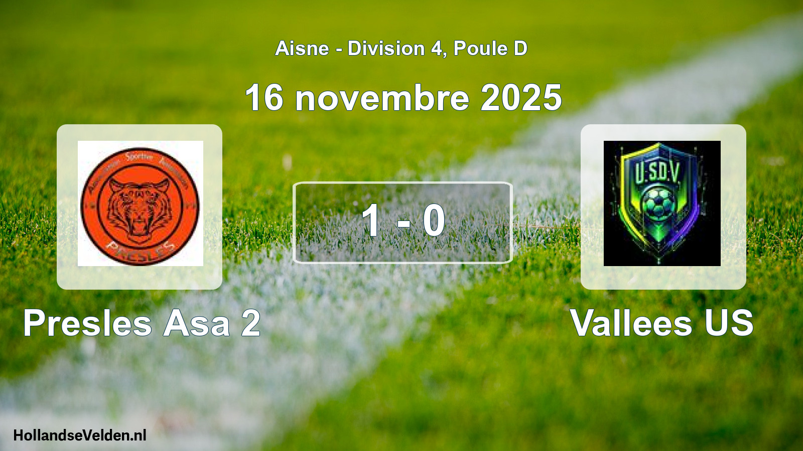 Gespeelde wedstrijd: Presles Asa 2 - Vallees US 1 - 0 (16 november 2025)