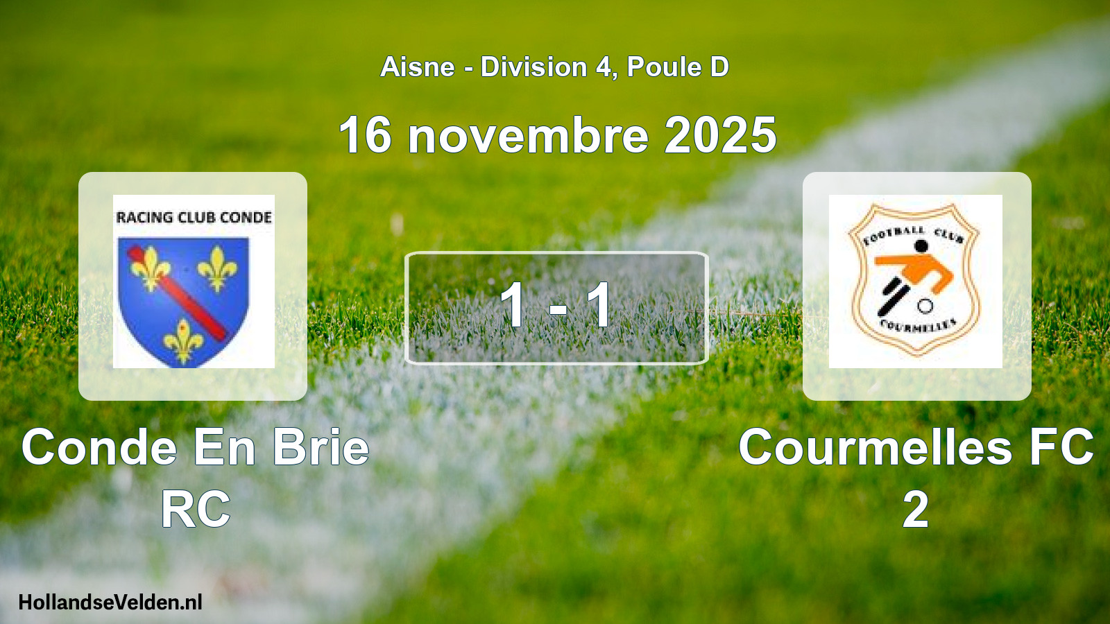 Match joué: Conde En Brie RC - Courmelles FC 2 1 - 1 (16 novembre 2025)