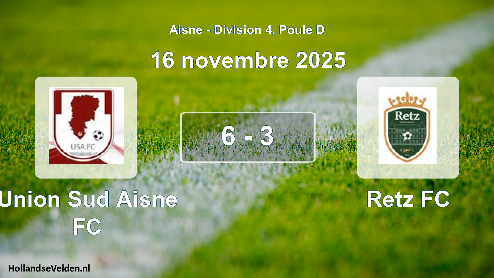 Match joué: Union Sud Aisne FC - Retz FC 6 - 3 (16 novembre 2025)