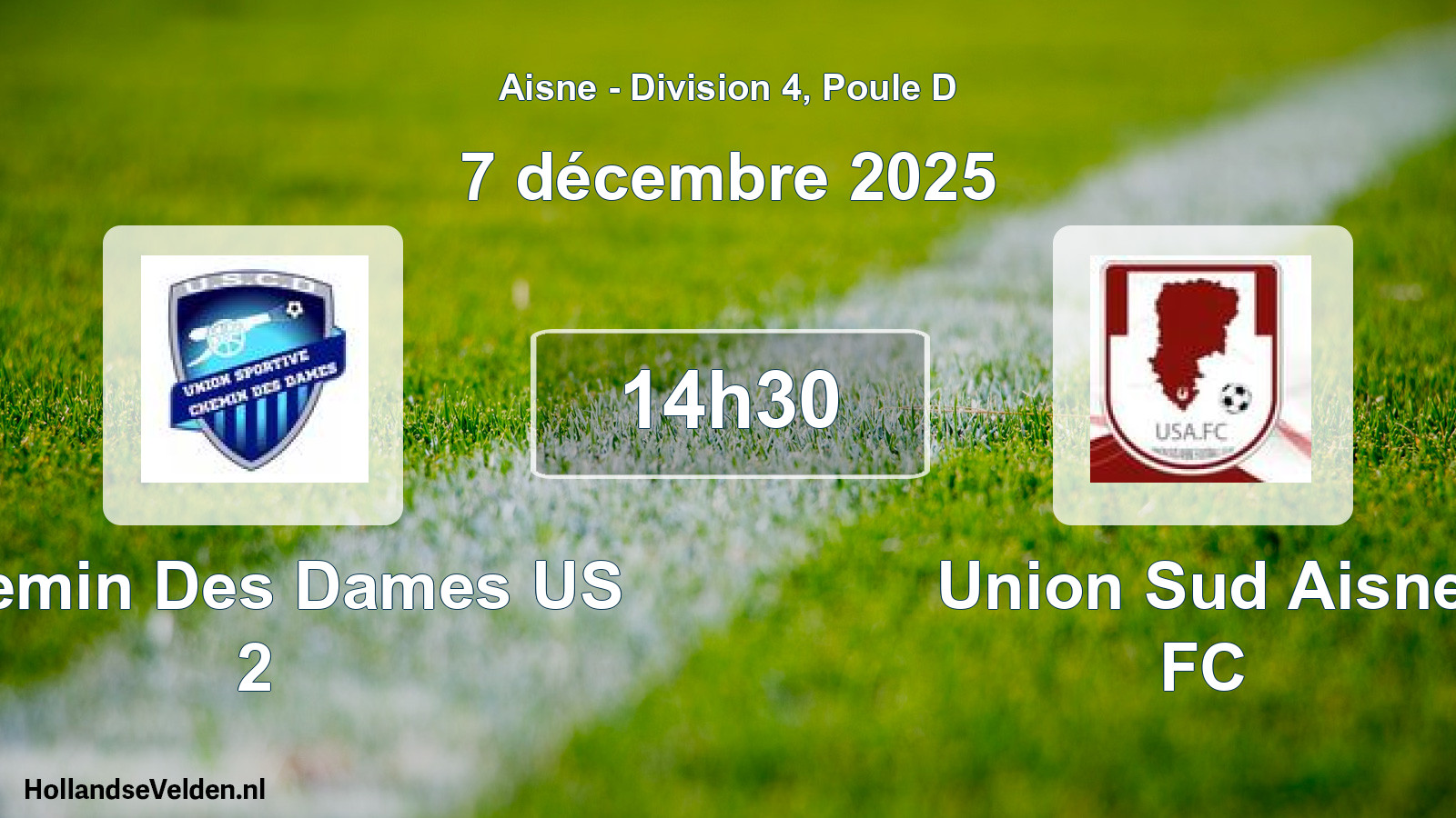Geplande wedstrijd: Chemin Des Dames US 2 - Union Sud Aisne FC (7 december 2025)