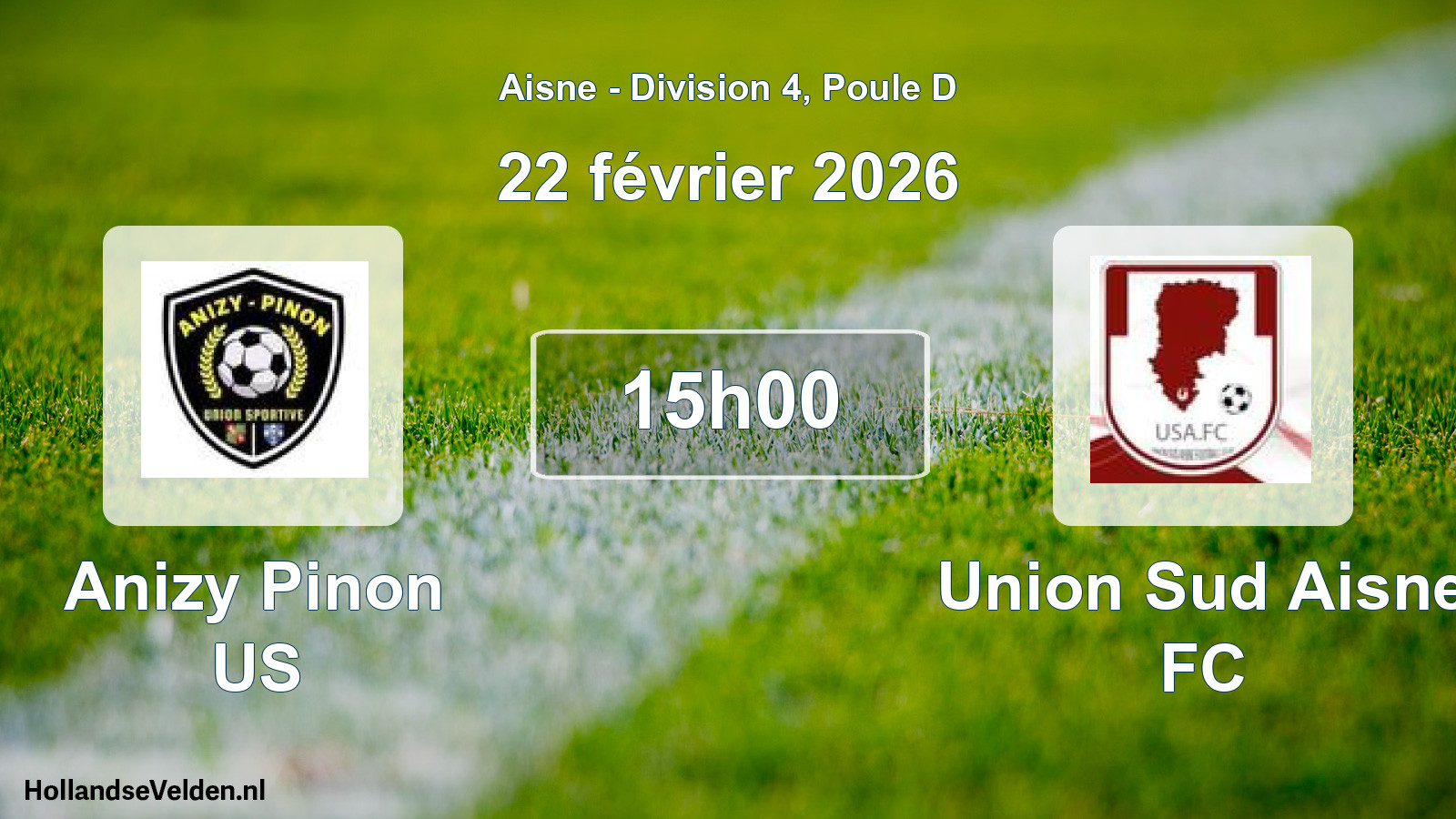 Match programmé: Anizy Pinon US - Union Sud Aisne FC (22 février 2026)
