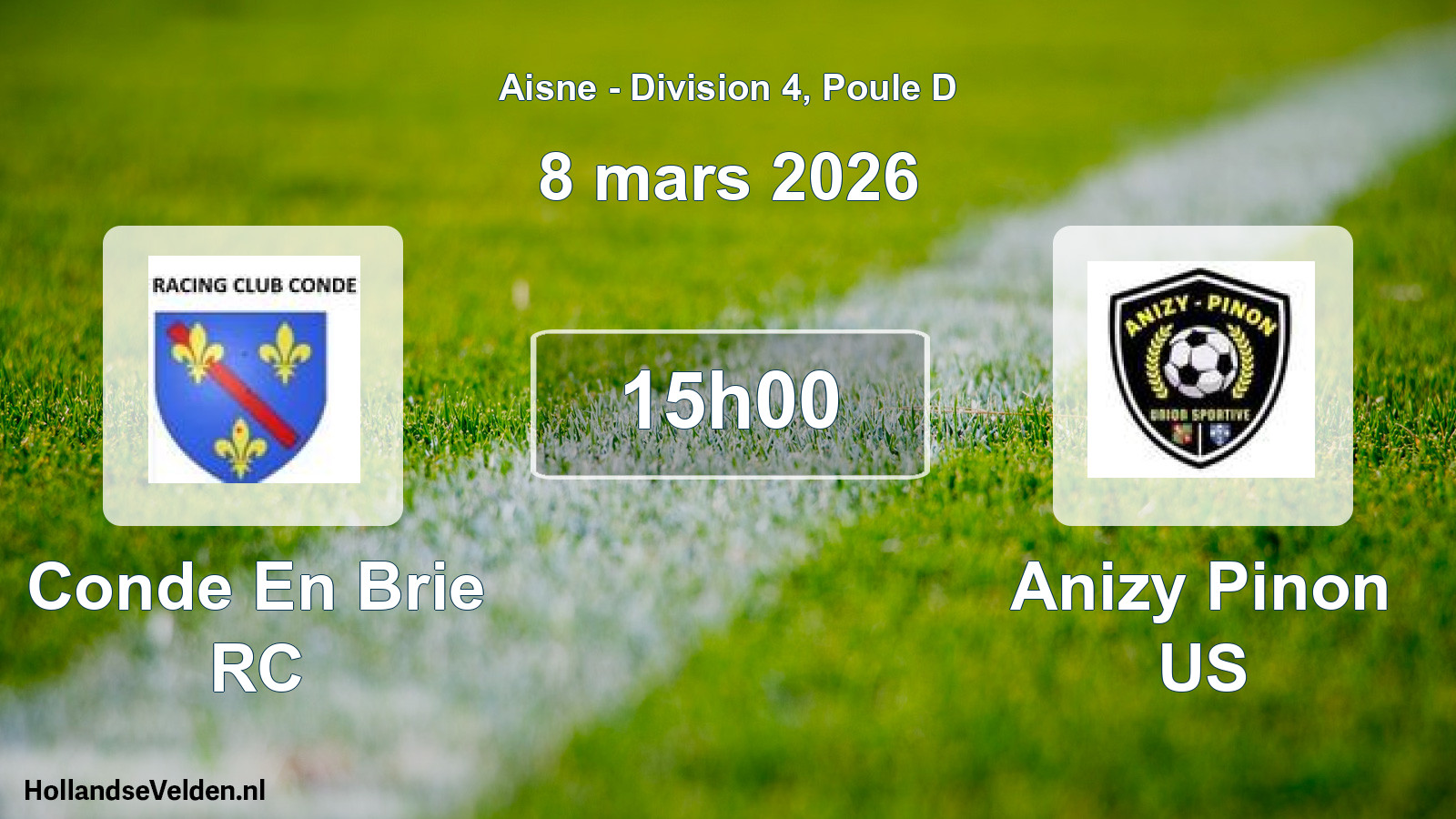 Match programmé: Conde En Brie RC - Anizy Pinon US (8 mars 2026)