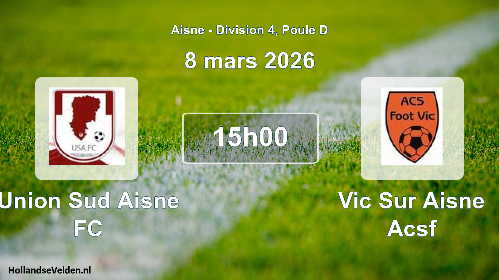 Match programmé: Union Sud Aisne FC - Vic Sur Aisne Acsf (8 mars 2026)