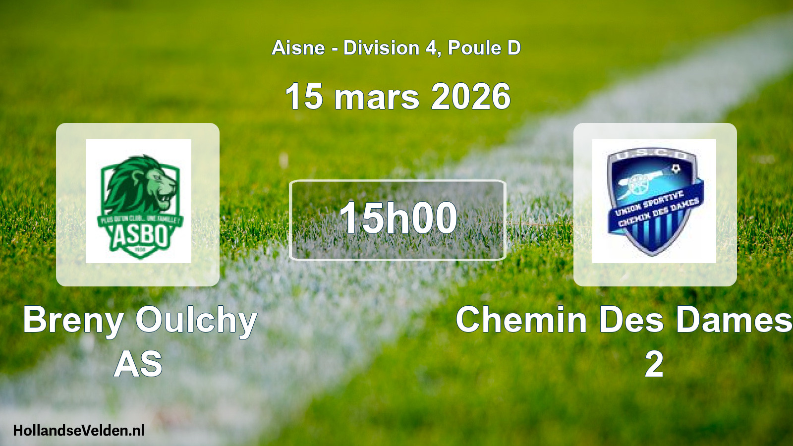Match programmé: Breny Oulchy AS - Chemin Des Dames US 2 (15 mars 2026)