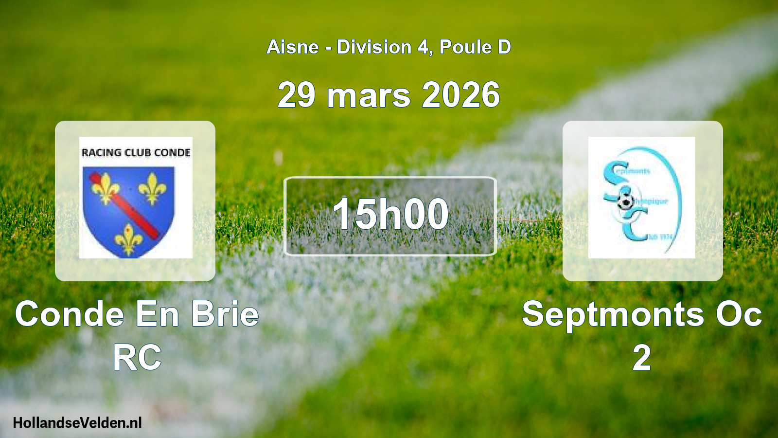Match programmé: Conde En Brie RC - Septmonts Oc 2 (29 mars 2026)