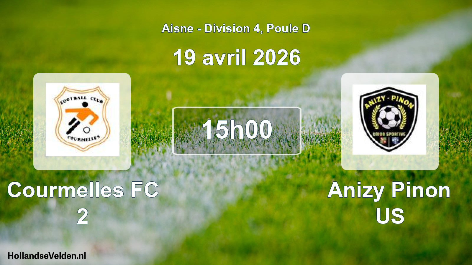 Match programmé: Courmelles FC 2 - Anizy Pinon US (19 avril 2026)