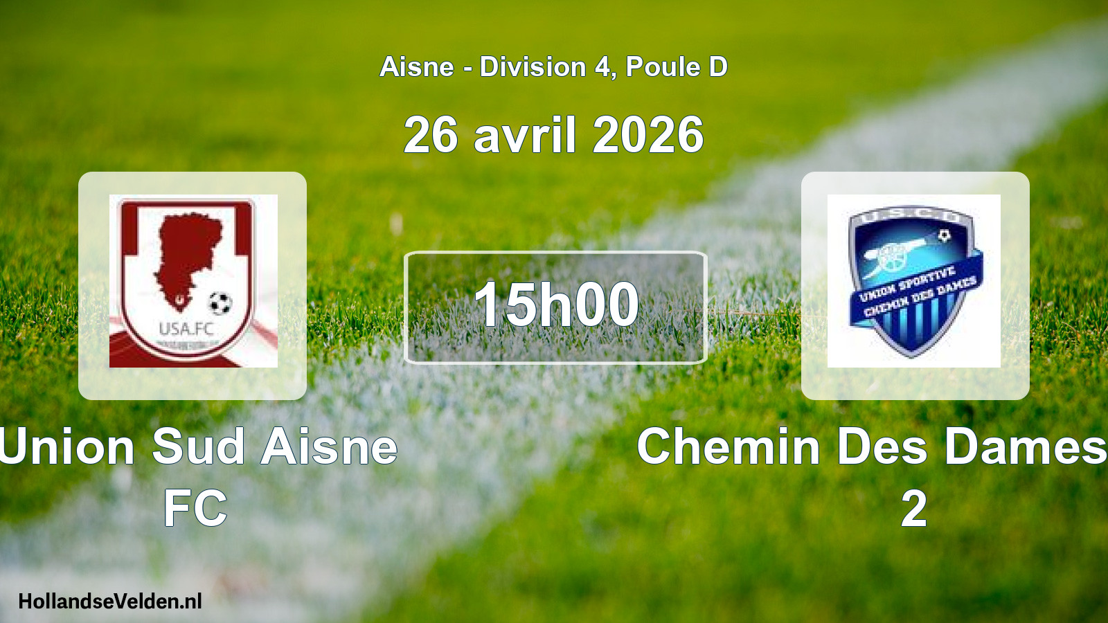 Geplande wedstrijd: Union Sud Aisne FC - Chemin Des Dames US 2 (26 april 2026)